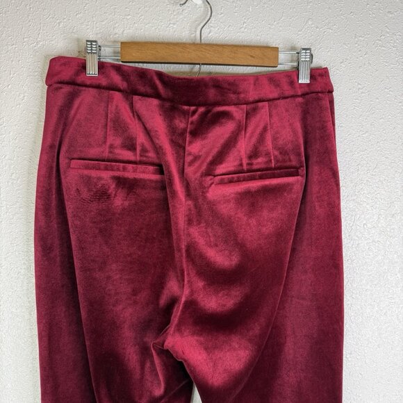 Express Editor High Rise Velvet Stretch Straight Ankle Pants Ruby Red SZ 14 - Picture 8 of 16